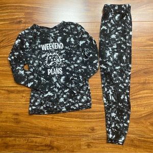 Aeropostale Gray Soft Fuzzy Playstation Games Weekend Plans Pajamas Set Size 7/8